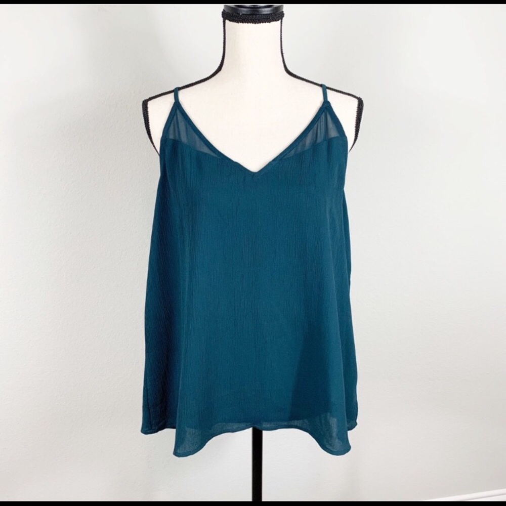 Teal tank with sheer detailing - Picture 1 of 3